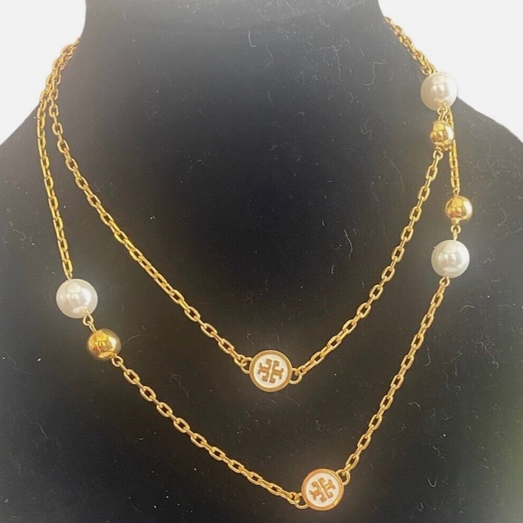 NEW Stunning Tory Burch Convertible Rosary Necklace 38" White Enamel $275 - Picture 5 of 5